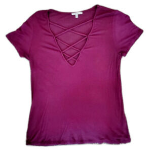 Charlotte Russe Peasant Top Blouses Cap Sleeve Lightweight Renaissance Burgundy